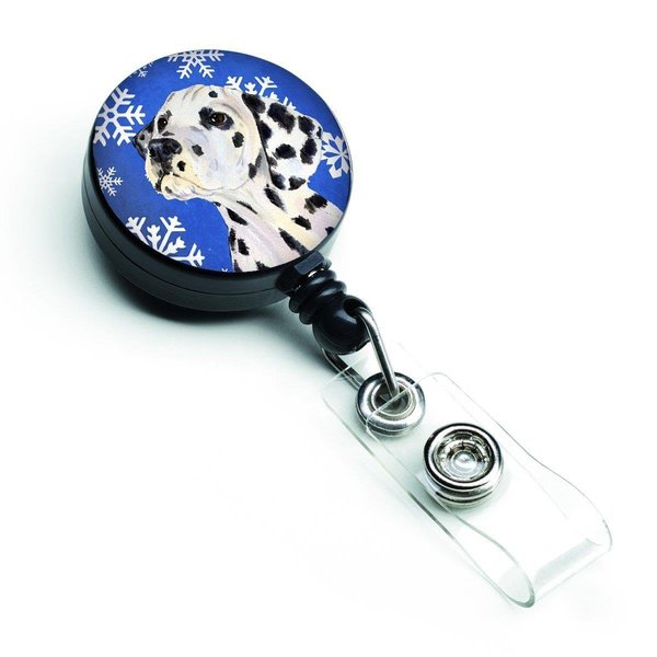 Teachers Aid Dalmatian Winter Snowflakes Holiday Retractable Badge Reel TE627139